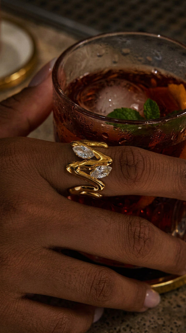 RAW MARQUISE RING - justerbar